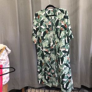 Bathing suit cover up green leaves Rachel Zoe